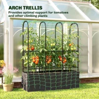 Outsunny Raised Garden Bed with Trellis, Tomato Cage with 52.8 Gal Grow Bag, Garden Cucumber Trellis Plant Cage(m-6)