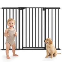 PawHut Baby Gate, Pet Gate with 3 Extensions, Auto-Close, Two-Way Open, Pressure Mounted, 36"H, Black(m-13)