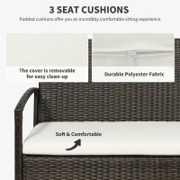 Outsunny Patio Furniture Set, 4 Piece Indoor Outdoor PE Wicker Conversation Set with Chairs, Loveseat Sofa, Cushions, Glass Table for Backyard, Sunroom, Pool, Garden, Brown(m-7)
