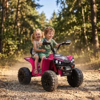 Qaba 24V 2 Seater Ride On Toys, Kids ATV 4 Wheeler with Dual Motors, High & Low Speed for Boys Girls Aged 3-8 Years, Pink(m-10)