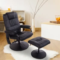 HOMCOM Massage Recliner Ottoman Set Electronic Swivel Armchair with Wrapped Base and Matched Footrest 10 Vibration Modes Black(m-8)