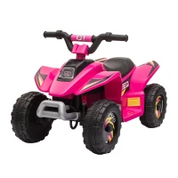 Aosom 6V Kids ATV 4-Wheeler Ride on Car, Electric Motorized Quad Battery Powered Vehicle with Forward/Reverse Switch for 18-36 Months Old Toddlers, Pink(m-11)