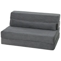 HOMCOM Floor Chair with Back Support Four-Fold Floor Gaming Chair Side Pockets Pillow Floor Seat Sofa Bed, Dark Grey(m-2)