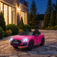 Qaba Audi A5L Licensed Electric Ride on Car for Kids 3-6 with Remote Control Dual Motors 4-Wheel Suspension Music, Pink(m-9)