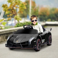 Aosom Lamborghini Veneno Licensed 12V Electric Kids Ride on Car with Remote for 3-6 Years, Black(m-2)