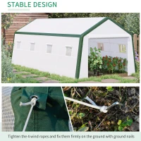 Outsunny 20' x 10' x 8' Heavy-duty Greenhouse, Walk-in Hot House with Windows and Roll Up Door, PE Cover, Steel Frame, White(m-4)