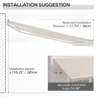 Outsunny 16'x10' Electric Retractable Awning Sunshade Shelter with Remote Controller & Crank Handle for Deck Balcony Yard, Cream(m-6)