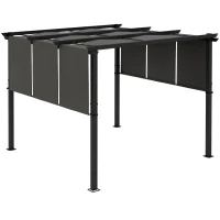 Outsunny 10' x 10' Metal Pergola, Outdoor Pergola with Retractable Canopy, for Garden, Patio, Backyard, Deck, Charcoal Grey(m-9)