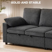 HOMCOM Sectional Sofa Bed, Double Pullout Sleeper Sofa Couch, Chenille Fabric, Dark Grey(m-7)