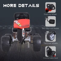 Aosom Kids Go Kart, 4 Wheeled Ride On Pedal Car, Racer for 3 years, for Boys and Girls, Outdoor - Red(m-7)
