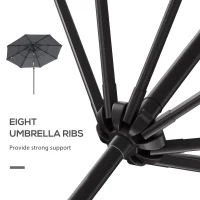 Outsunny 9FT 3 Tiers Patio Umbrella Outdoor Market Umbrella with Crank, Push Button Tilt for Deck, Backyard and Lawn, Dark Gray(m-7)