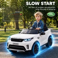 Qaba 12V Electric Car for Kids, Licensed Land Rover Ride on Car with Parent Remote, Soft Start, 4 Wheel Suspension, White(m-6)