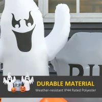 HOMCOM 6' Long Inflatable Halloween Ghost & Pumpkin Tombstone, Inflatable LED Light Yard Display Indoor Outdoor for Garden, Lawn, Party, Holiday(m-5)