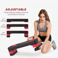 Soozier Adjustable Aerobic Stepper, Exercise Step Platform, Step Exercise Trainer, Workout Fitness Yoga Risers, 4"-6"-8", Red(m-4)