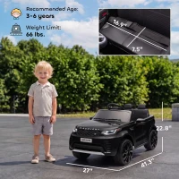 Qaba 12V Electric Car for Kids, Licensed Land Rover Ride on Car with Parent Remote, Soft Start, 4 Wheel Suspension, Black(m-3)