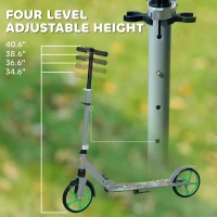 Qaba Kick Scooter for Kids Ages 6-12 with Adjustable Height, Rear-Fender Brake, 200mm Big Wheel, Foldable Design, Green(m-4)