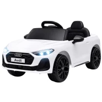Qaba Audi A5L Licensed Electric Ride on Car for Kids 3-6 with Remote Control Dual Motors 4-Wheel Suspension Music, White(m-1)