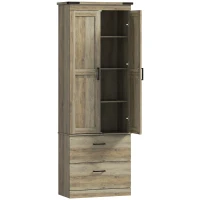 HOMCOM 67" Tall Kitchen Pantry Storage Cabinet, Kitchen Pantry Cabinet with Doors, Drawers and Adjustable Shelves, Light Ivory(m-12)