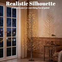HOMCOM 6FT Lighted Snow-Flocked Twig Tree with Fairy Lights 328 LED, Artificial Tree for Home Indoor Sheltered Outdoor(m-5)