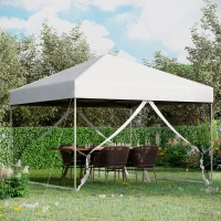 Outsunny 10' x 10' Pop-Up Canopy Tent Outdoor Party Tent, 3-Level Adjustable Height, Silver(m-1)