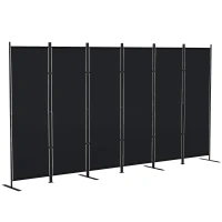 HOMCOM 6 Panel Room Divider, 6 Ft Folding Privacy Screen, Portable Freestanding Partition Wall Divider, Black(m-9)
