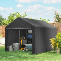 Outsunny 6.6' x 7.8' Portable Shed, Waterproof Bike Tent with Roll-up Zipper Door and Galvanised Steel Frame, Dark Grey(m-7)