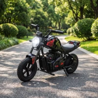 Qaba 24V Kids Electric Motorcycle with 180W Motor, 12" Rubber Tires, Up to 11MPH, Twist Throttle for Ages 6-12, Black(m-9)
