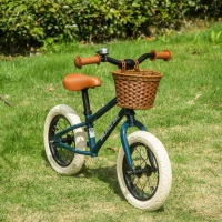 Qaba Kids Balance Bike with Basket, Adjustable Height Handlebars, Soft-Grip Push Bike with Bell, Rubber Tires, Skill-Improving Training Bike Ages 3-6, Little Kids Outdoor Toys(m-10)