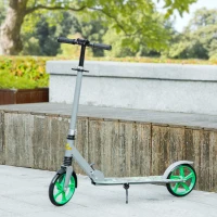 Qaba Kick Scooter for Kids Ages 6-12 with Adjustable Height, Rear-Fender Brake, 200mm Big Wheel, Foldable Design, Green(m-8)