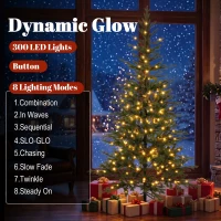 HOMCOM 7ft Prelit Sparse Christmas Tree with Downswept Hinges Warm White LED Lights, Green(m-5)