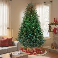 HOMCOM 6.5ft Christmas Tree with Synchronized LEDs, DIY Function, Frasier Grande Fir with Hinge Design, Remote, Daily Timer