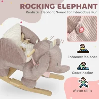 Qaba Kids Rocking Horse with Seat, Kids Ride On Toy with Realistic Elephant Sound and Safety Belt for 18 to 36 Months, Pink(m-4)