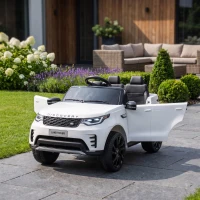 Qaba 12V Electric Car for Kids, Licensed Land Rover Ride on Car with Parent Remote, Soft Start, 4 Wheel Suspension, White(m-9)