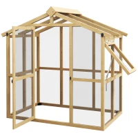 Outsunny Walk-in Polycarbonate Greenhouse Green House with Automatic Temperature Window and Lockable Door, 6.5' x 4' x 6.7'(m-11)