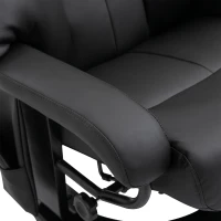 HOMCOM Massage Recliner Chair with Ottoman, 360° Swivel Recliner and Footstool, PU Leather Reclining Chair with Side Pocket and Remote Control, Black(m-9)