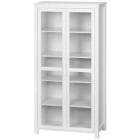 HOMCOM Freestanding Kitchen Pantry, 5-tier Storage Cabinet with Adjustable Shelves and 2 Glass Doors, White(m-11)