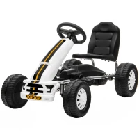 Qaba Lightweight Pedal Go Kart with Steering Wheel, Go Cart Ride on Toy with Adjustable Seat for 3+ Years, White(m-1)