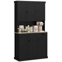 HOMCOM 71" Kitchen Pantry Buffet with Hutch Storage Cabinet Microwave Oven Stand with Drawer, Black(m-9)