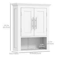 kleankin Bathroom Wall Cabinet, Medicine Cabinet, Toilet Storage Cabinet with Shelf for Living Room and Entryway, White(m-3)