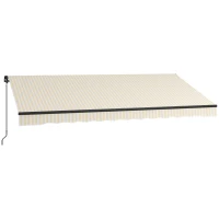 Outsunny 13' x 10' Retractable Awning, 280gsm UV Resistant Sunshade Shelter for Deck, Balcony, Yard, Beige and White(m-1)