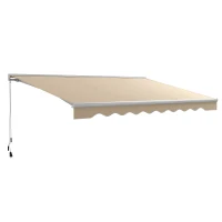 Outsunny 16.5' x 10' Electric Awning, Retractable Awning with LED Lights and Remote Controller for Door and Window, Cream White(m-1)