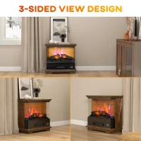 HOMCOM 26" Electric Fireplace Stove, 1400W Freestanding Fire Place Heater with Adjustable 3D Flame, Remote Control, Brown(m-6)