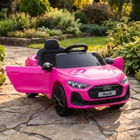 Qaba Audi A5L Licensed Electric Ride on Car for Kids 3-6 with Remote Control Dual Motors 4-Wheel Suspension Music, Pink(m-8)