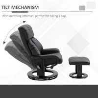 HOMCOM Massage Recliner Chair with Ottoman, 360° Swivel Recliner and Footstool, PU Leather Reclining Chair with Side Pocket and Remote Control, Black(m-6)