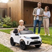 Qaba 12V Electric Car for Kids, Licensed Land Rover Ride on Car with Parent Remote, Soft Start, 4 Wheel Suspension, White(m-2)