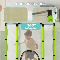 Qaba 4.6FT Toddler Trampoline w/ Safety Net, Recreational Trampoline for Indoor Outdoor, Cloud Pattern, Green(m-6)