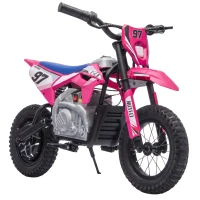 Qaba 36V Electric Dirt Bike for Kids with Brushless Motor, Up to 9.9 MPH, Inflatable Tires and Rear Suspension, Pink(m-11)