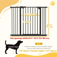 PawHut 30 Inch Tall Pet Gate with Door Dog Gate and Barrier Indoor for Stairs Includes 2.8", 5.5" Extensions Kit, Black(m-3)