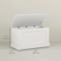 HOMCOM 31.5 Inches Storage Chest, Storage Trunk with Safety Hinge, Wooden Box for Living Room, White Wood Grain(m-3)