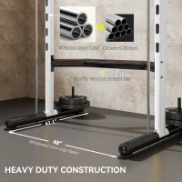 Soozier Squat Rack with Pull Up Bar and Barbell Bar Adjustable Bench Press Multi-Function Weight Lifting Half Rack, White(m-7)